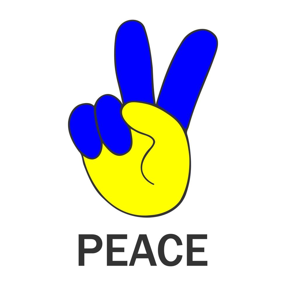 Friedenszeichen. Fingergeste. abstraktes zeichen des sieges für feier design.ukraine, europa. isolierte Vektorillustration. vektor