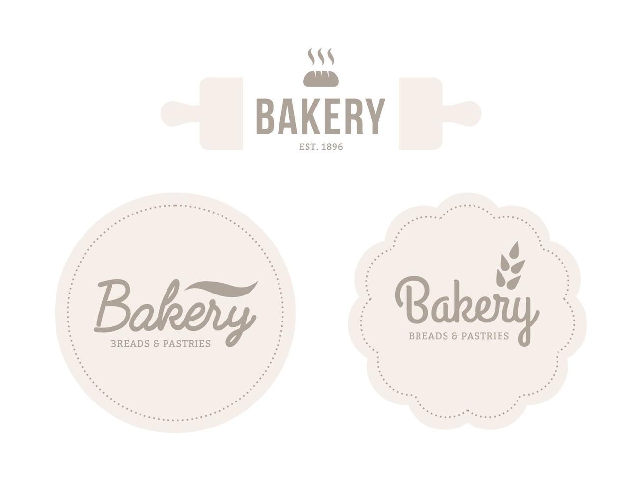 vintage bageri logotyp och märken malluppsättning vektor