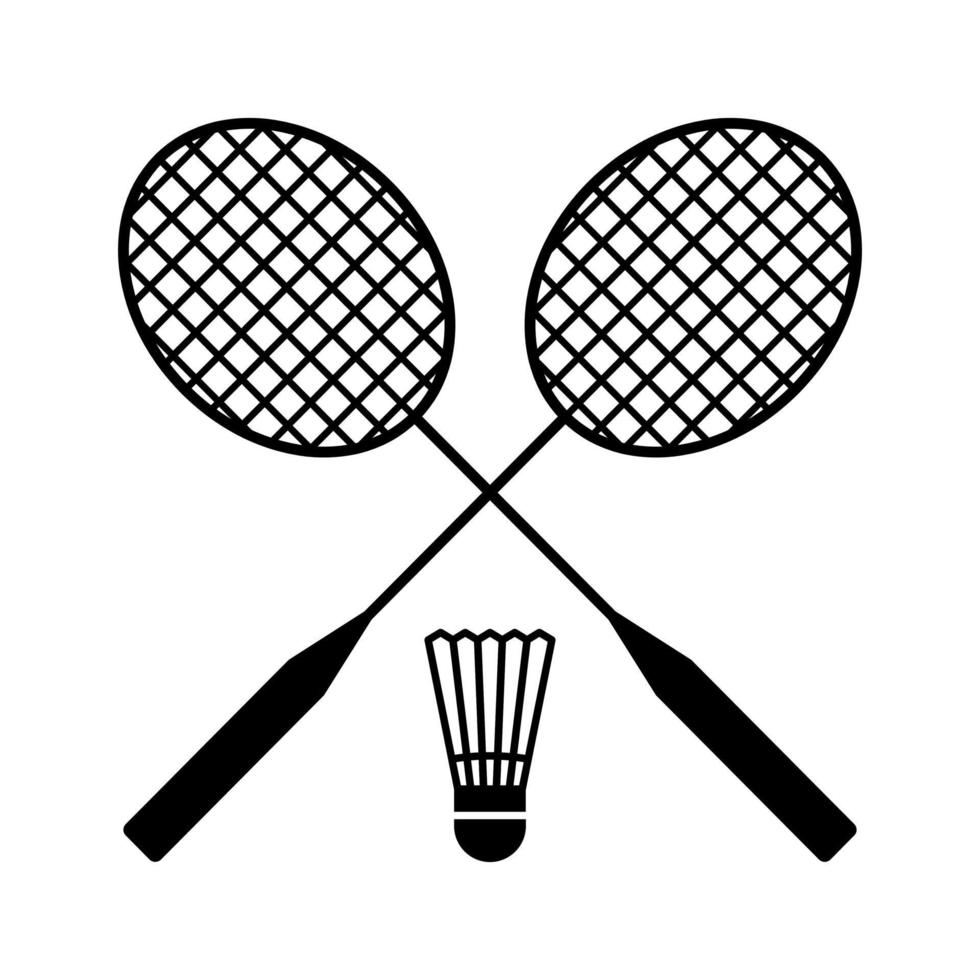 korsad badmintonracket med fjäderboll vektor ikon