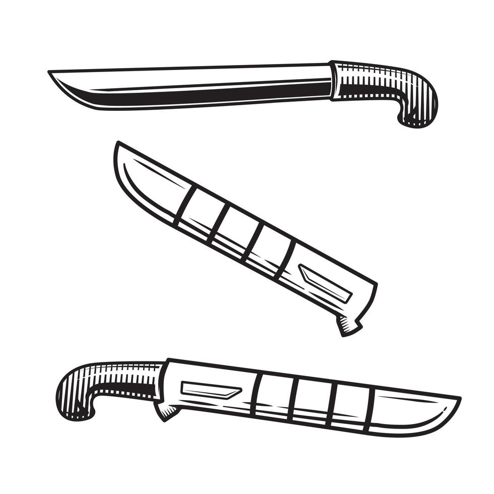 Machete-Vektor-Illustration, Schwarz-Weiß-Strichzeichnungen vektor