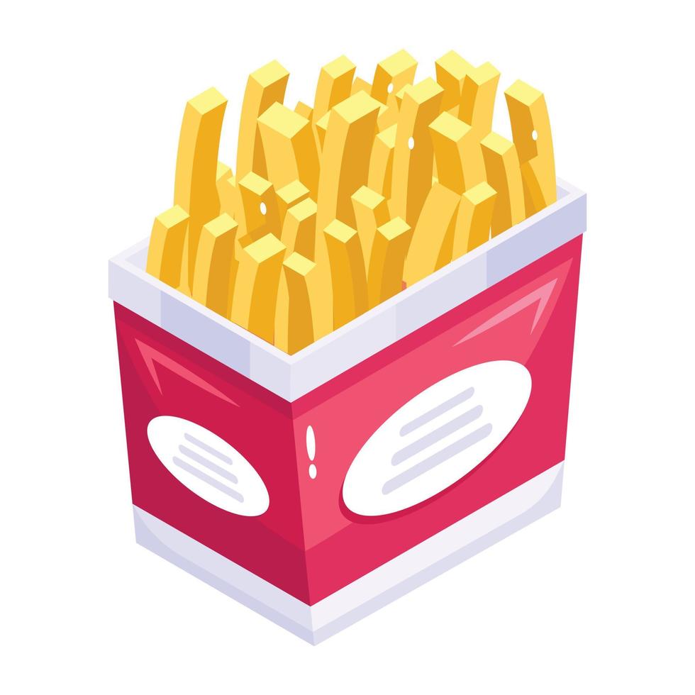 smaskiga pommes frites, en isometrisk ikondesign vektor