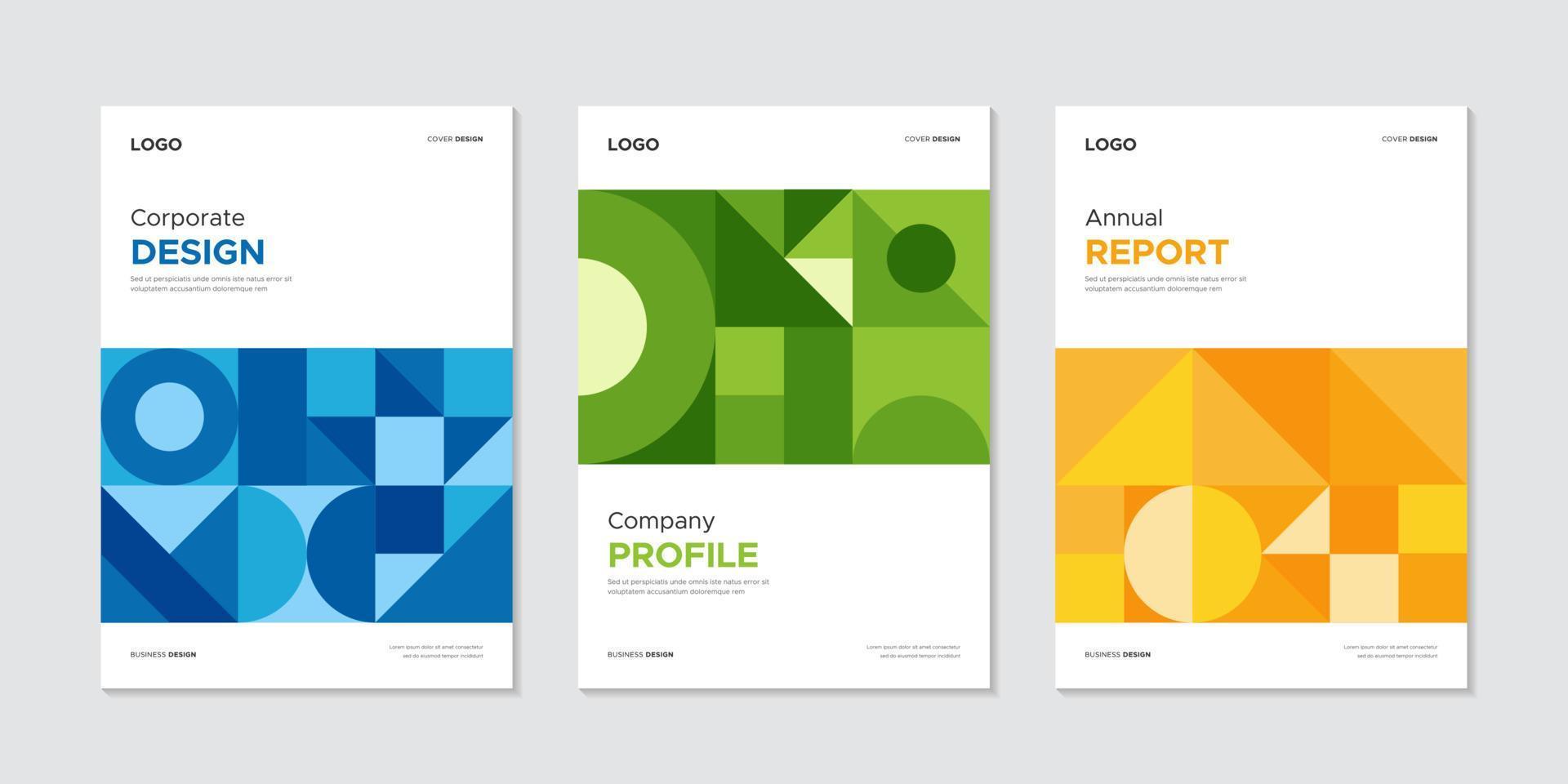 modernes geometrisches Corporate-Business-Cover und Flyer-Design-Set vektor