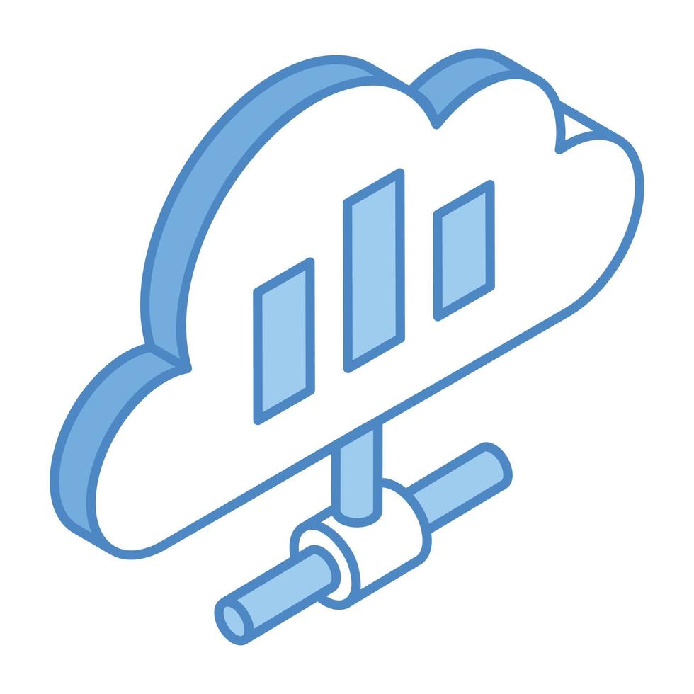 delad datalagring, en isometrisk ikon för molnanalys vektor