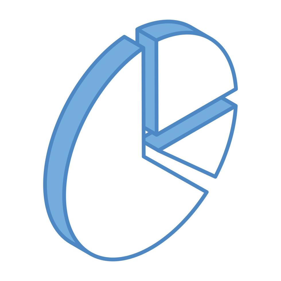 beskrivande data, en isometrisk ikon av cirkeldiagram vektor