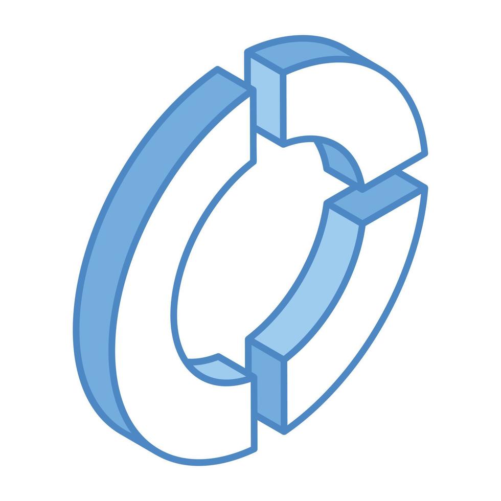 beschreibende Daten, ein isometrisches Symbol des Sektordiagramms vektor