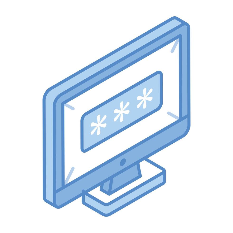 ta en titt på denna redigerbara isometriska ikon för datorlösenord vektor