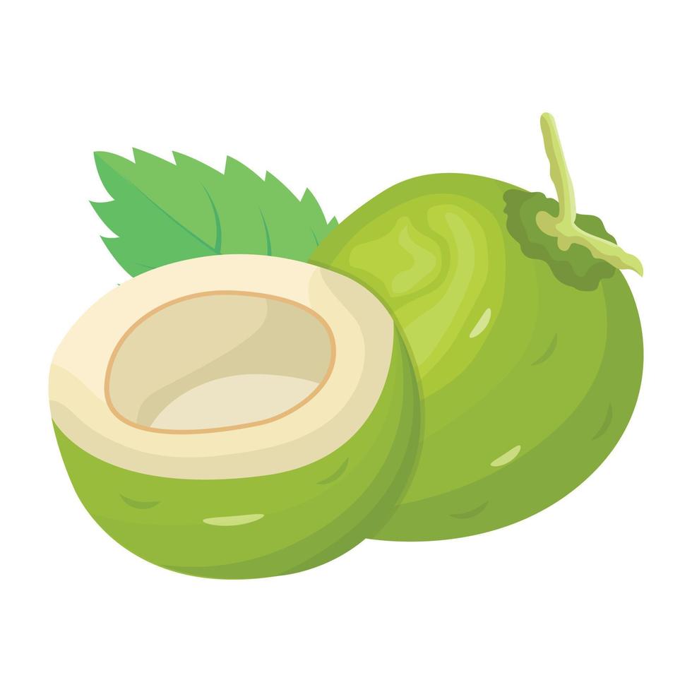 få tag på denna isometriska ikon av kokosnötsvatten vektor