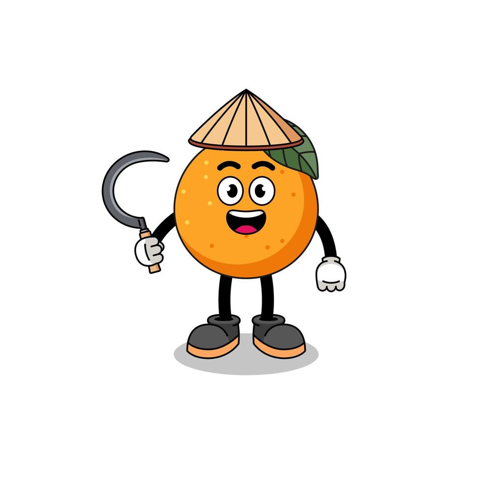 illustration av orange frukt som en asiatisk bonde vektor