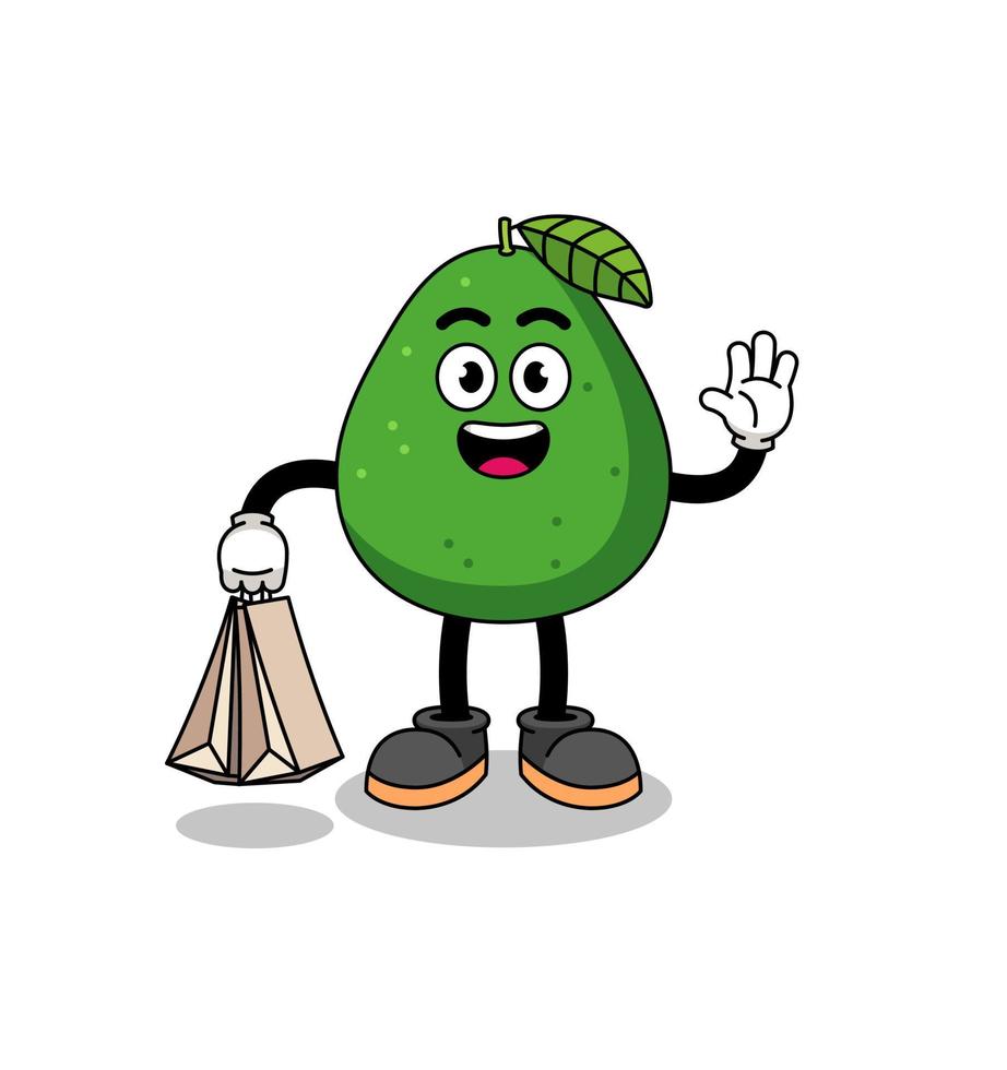 Cartoon von Avocado-Obst-Shopping vektor