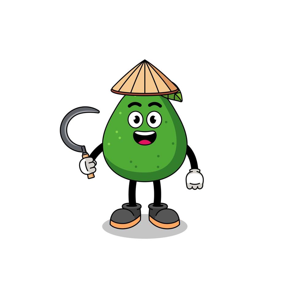 Illustration der Avocado-Frucht als asiatischer Bauer vektor