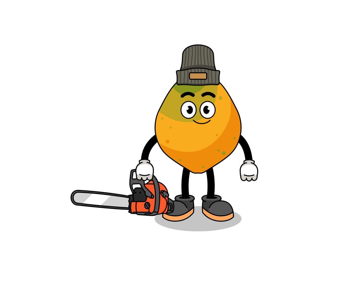 Papaya-Frucht-Illustrationskarikatur als Holzfäller vektor