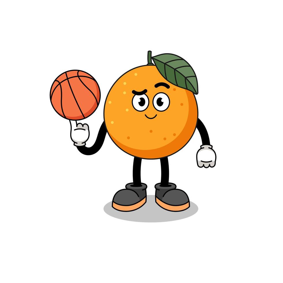 Orangenfruchtillustration als Basketballspieler vektor