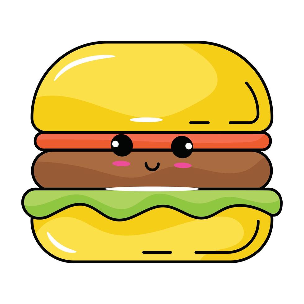 Schauen Sie sich dieses süße Burger-Symbol an, einen flachen Vektor