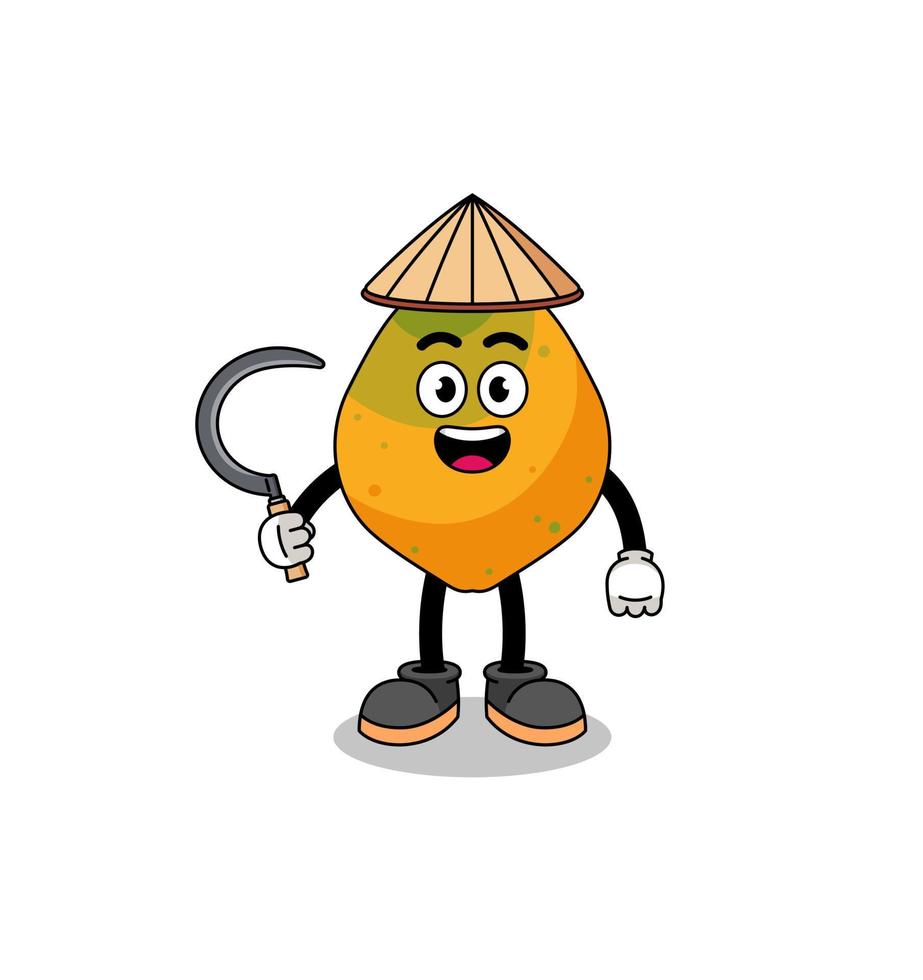 Illustration der Papaya-Frucht als asiatischer Bauer vektor