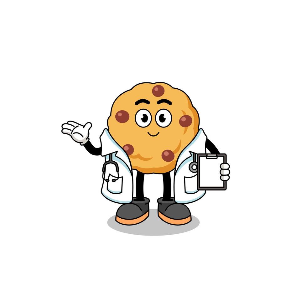 Cartoon-Maskottchen von Chocolate Chip Cookie Doctor vektor