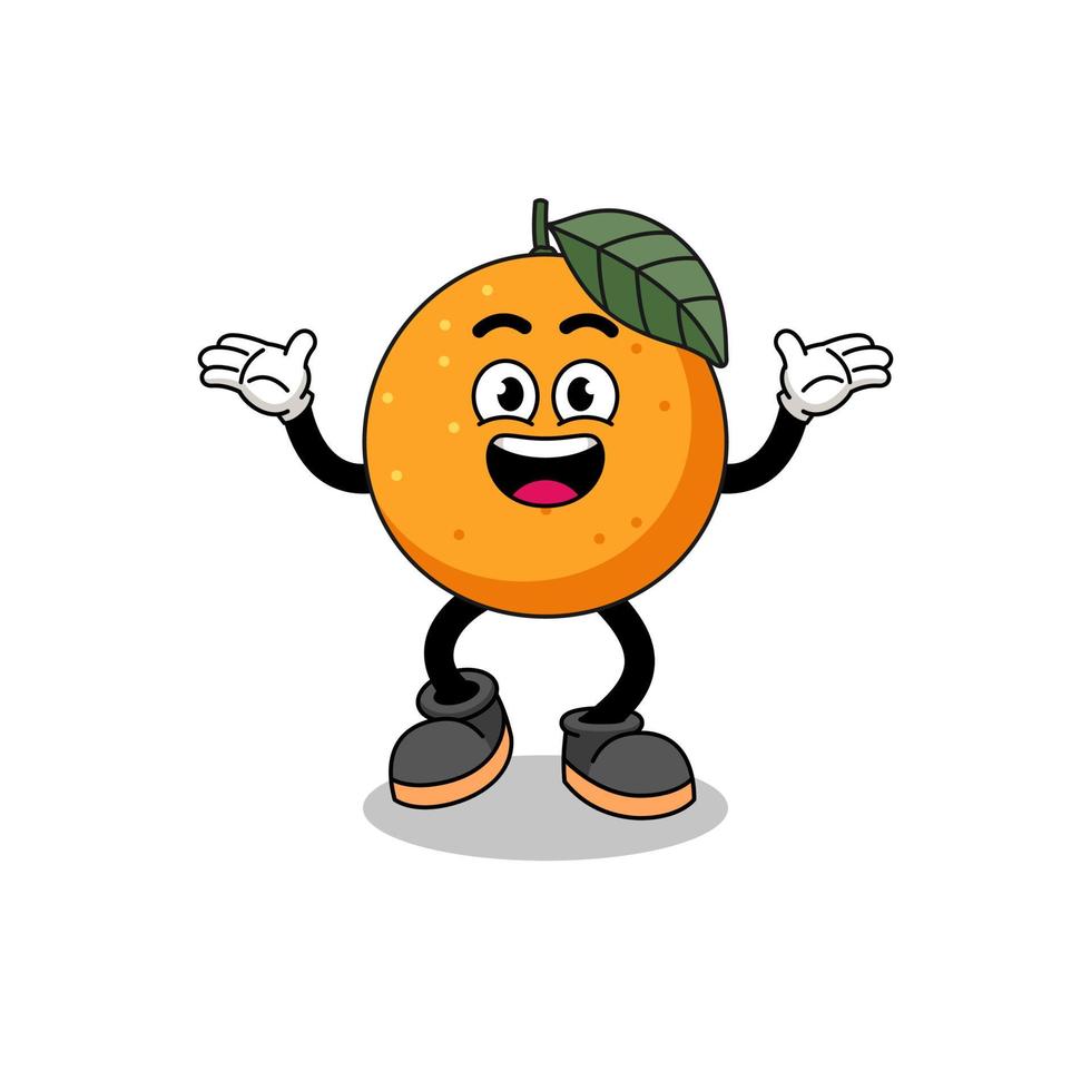 orange frukt tecknad sökning med glad gest vektor
