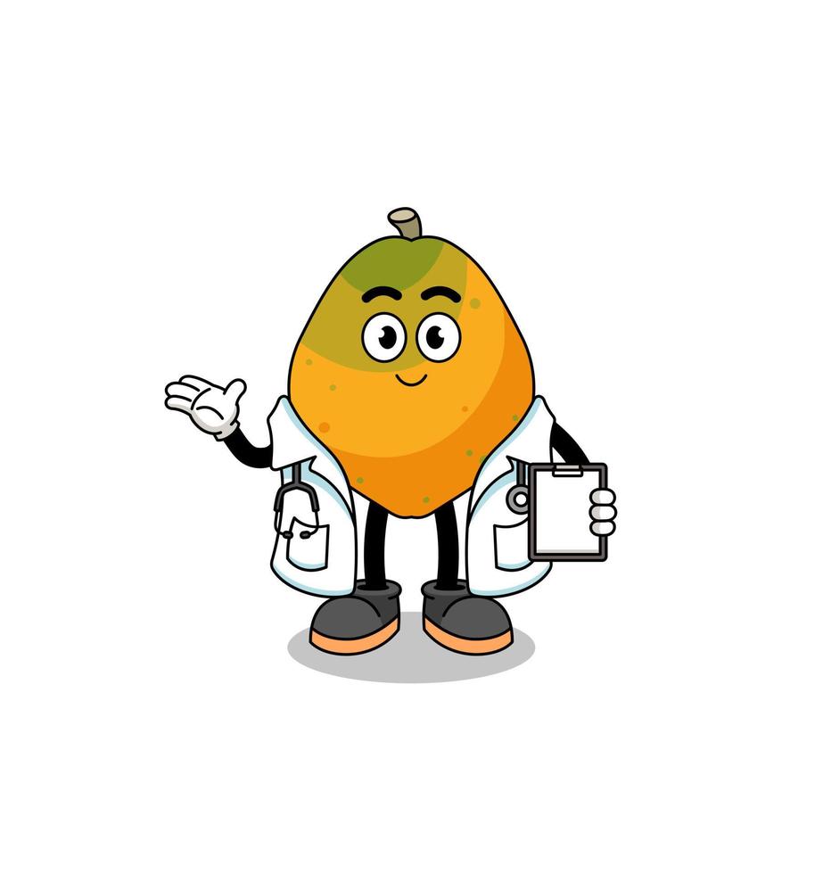 tecknad maskot av papaya frukt läkare vektor