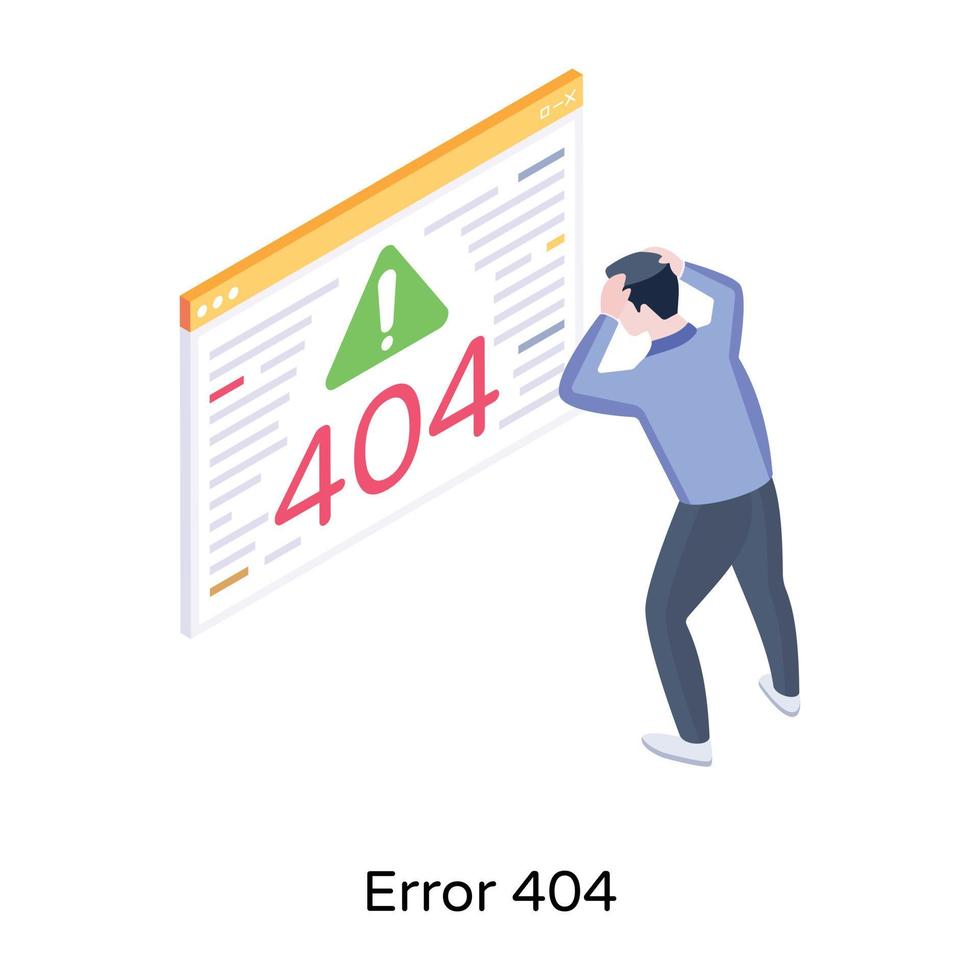 webbplatsfel, en isometrisk ikon för fel 404 vektor