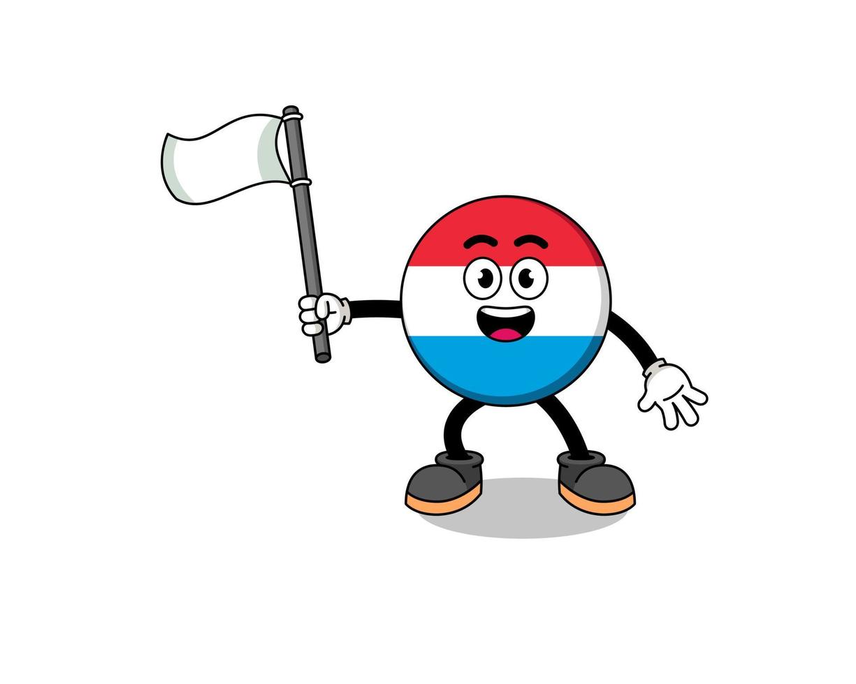 tecknad illustration av luxembourg som håller en vit flagga vektor