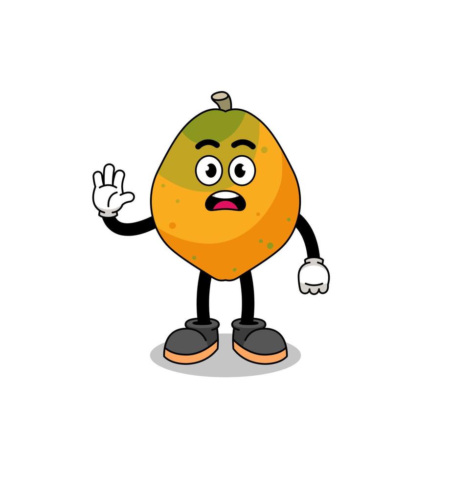 papaya-frucht-karikaturillustration, die stopphand tut vektor