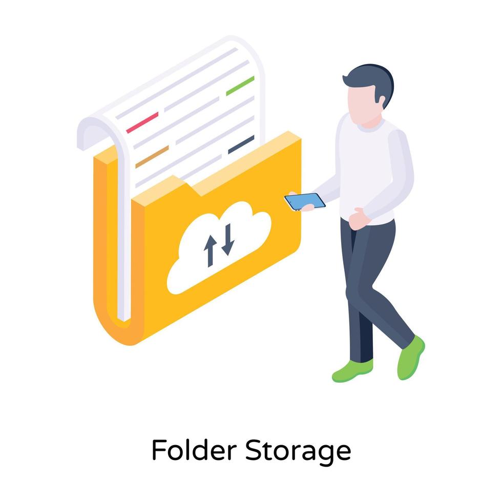 ein trendiger isometrischer Vektor der Ordnerspeicherung