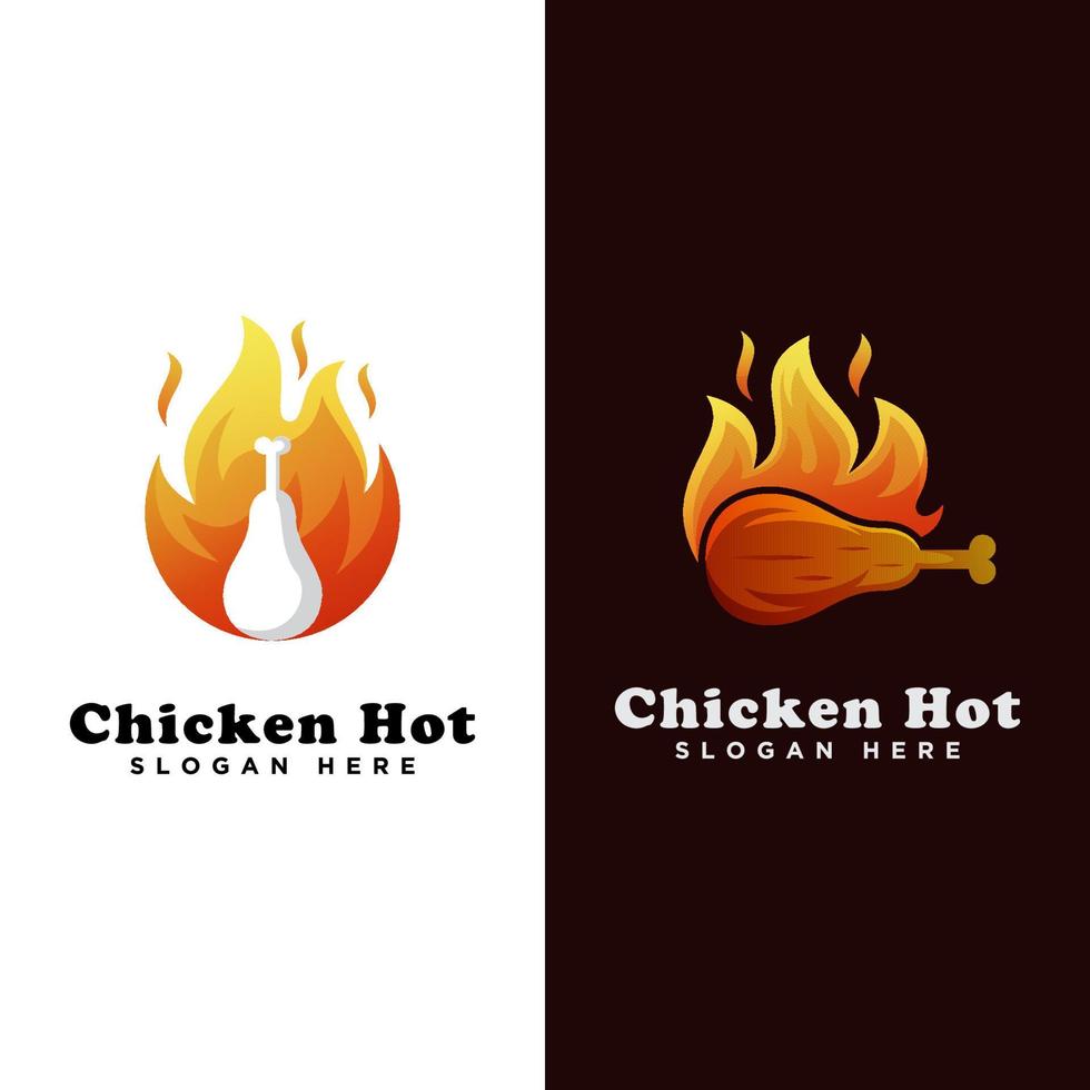 logotyp för varm mat för kyckling, logotyp för grillad kyckling, logotyp för kycklingstek vektor