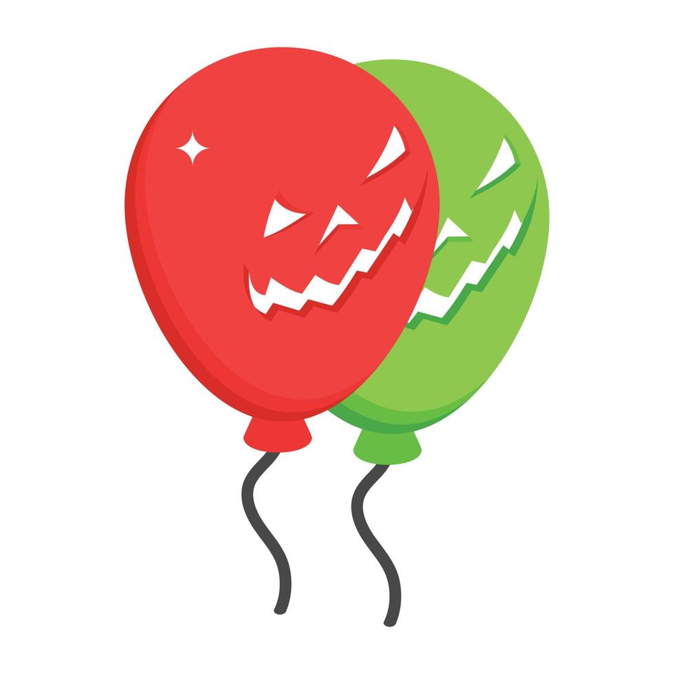 ballonger med läskigt ansikte, isometrisk ikon av halloween ballonger vektor