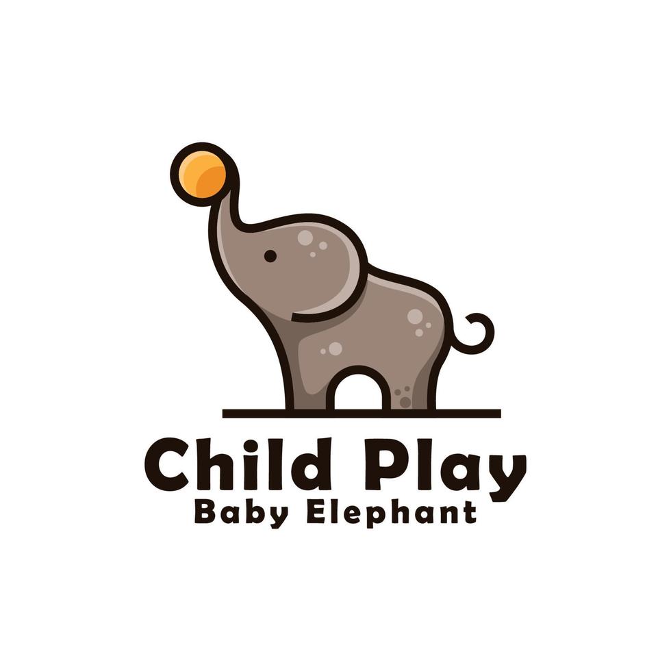 baby elefant spelar boll för barn logotyp design. söt baby elefant maskot logotyp vektor mall