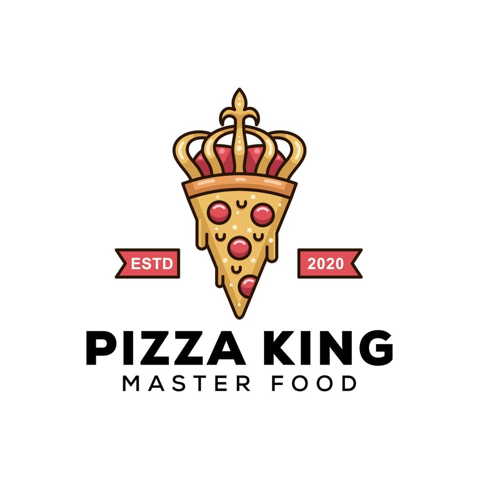 moderner Pizzakönig für Business-Food-Logo-Design-Vektorvorlage vektor