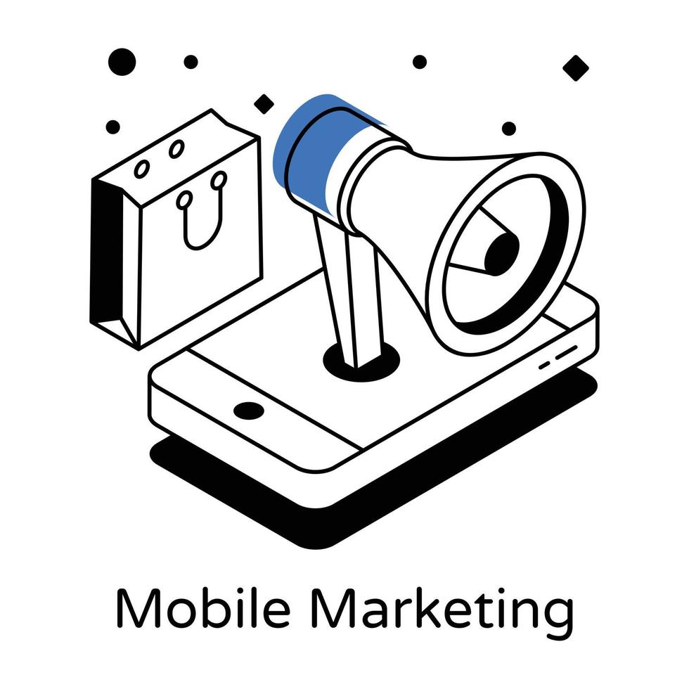 ein Symbol des isometrischen Vektors für mobiles Marketing vektor