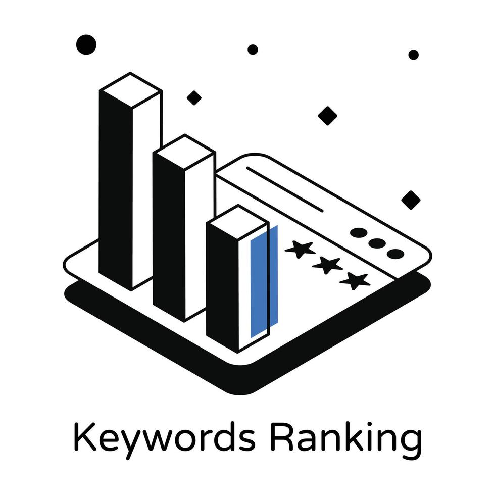 isometrisches symbol des keyword-rankings vektor