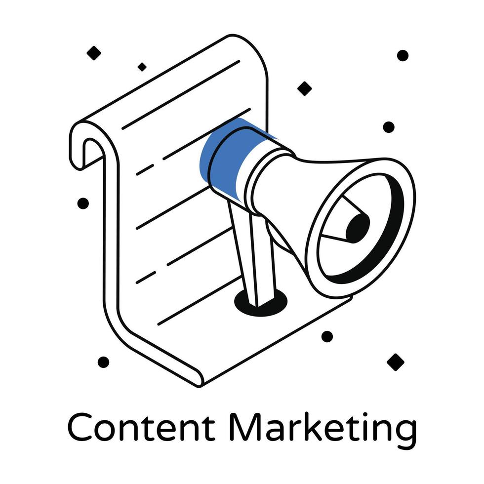 eine Ikone des isometrischen Designs des Content-Marketings vektor