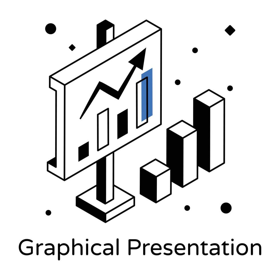 trendig grafisk presentation isometrisk ikon vektor