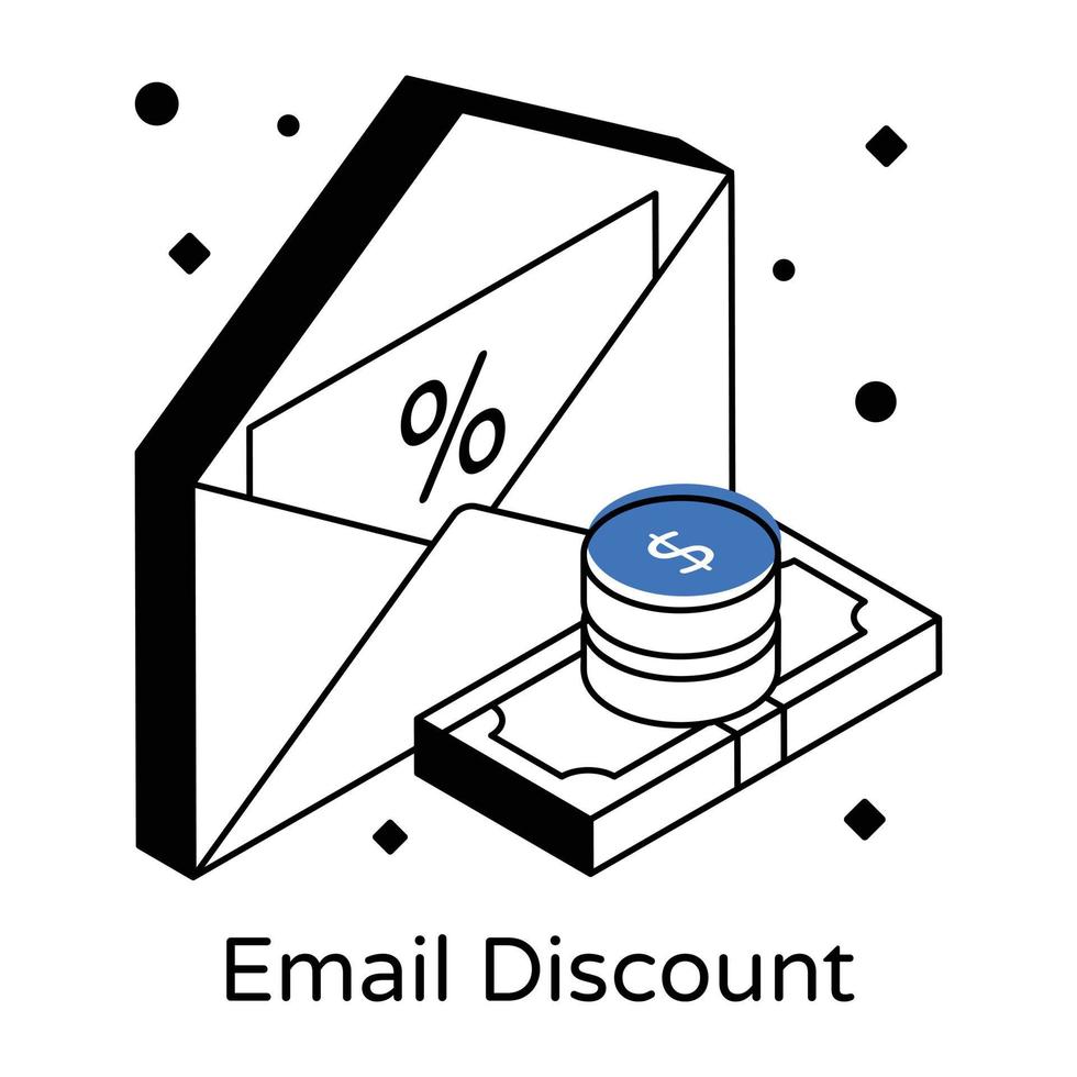 ein Symbol für E-Mail-Rabatt in bearbeitbarem Design vektor