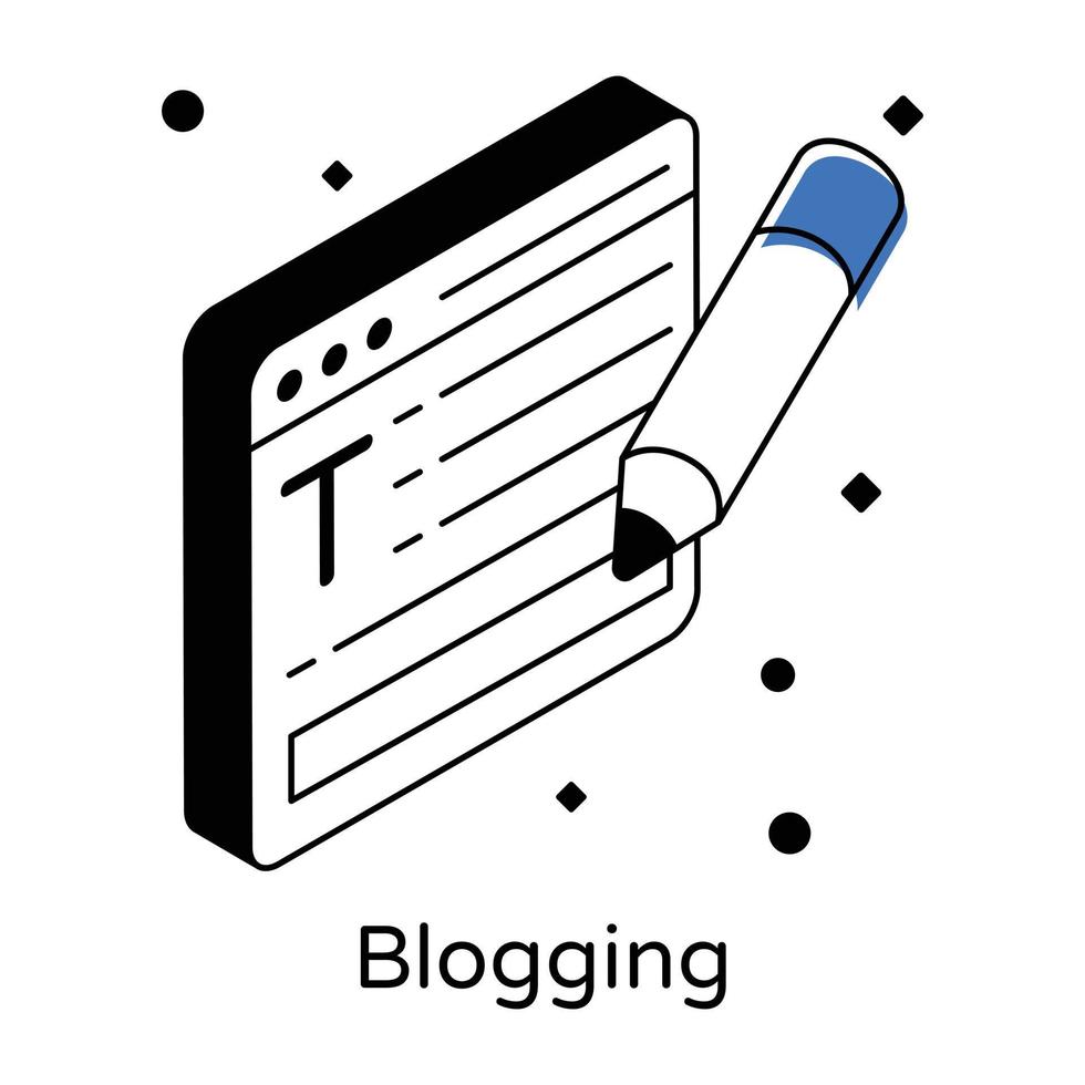 en modern isometrisk ikon för en bloggande vektor
