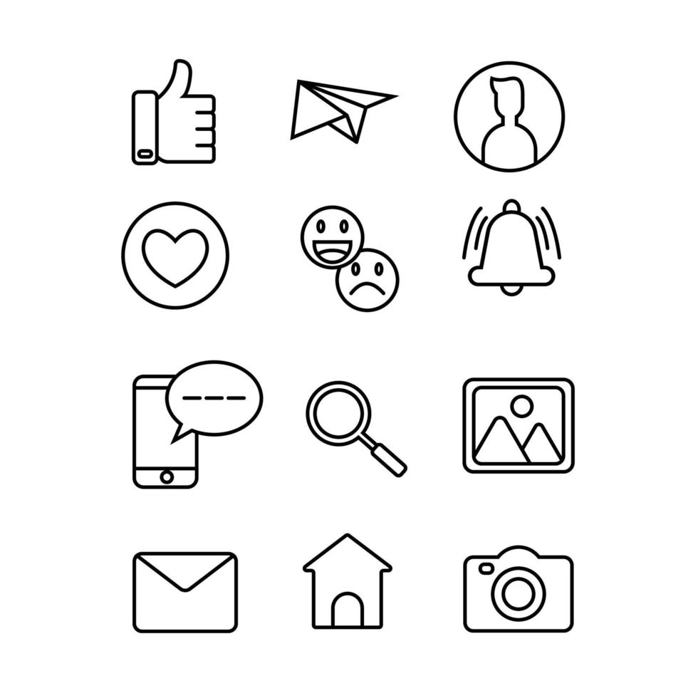 skissera ikoner för sociala medier vektor