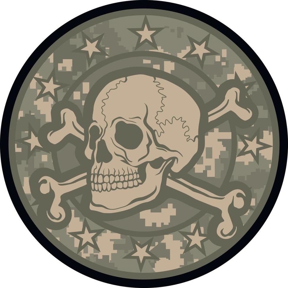 aggressiva militära emblem med skalle, t-shirts för grunge vintagedesign vektor