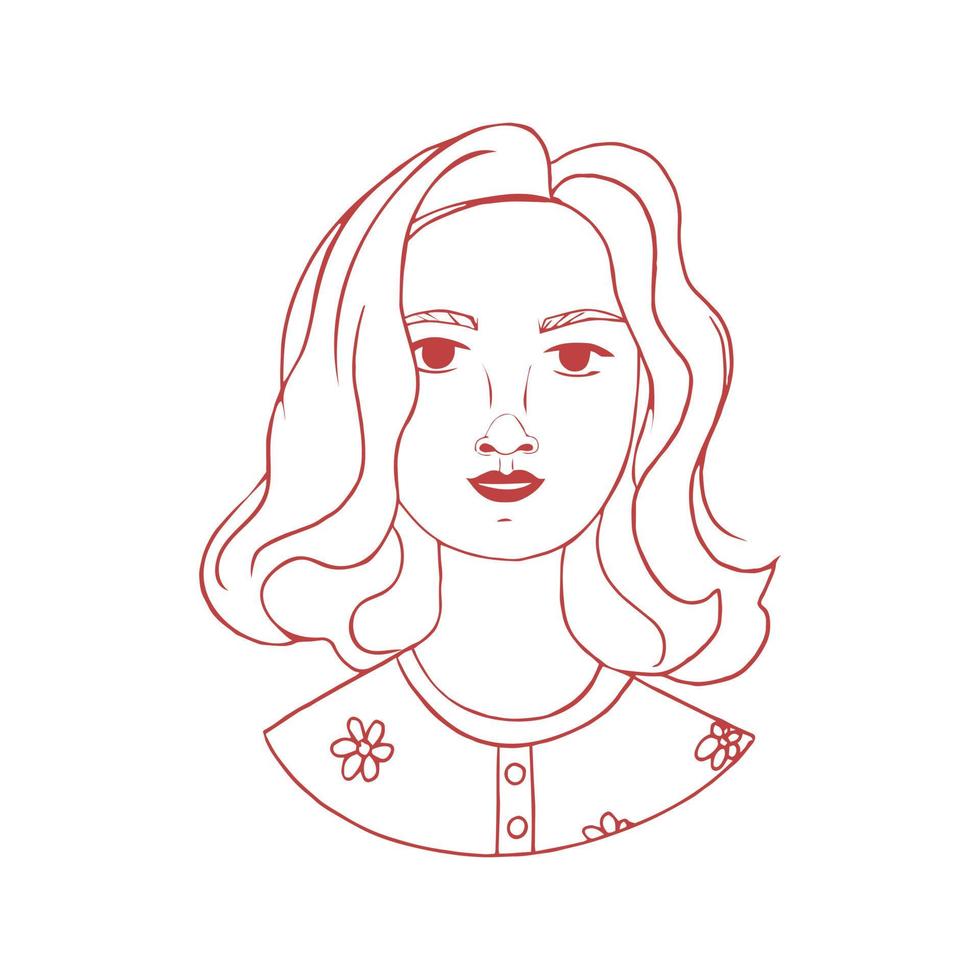 porträtt av en ung flicka. ansiktet på en elegant abstrakt kvinna med moderikt hår. linjekonst. färg för barn. vektor