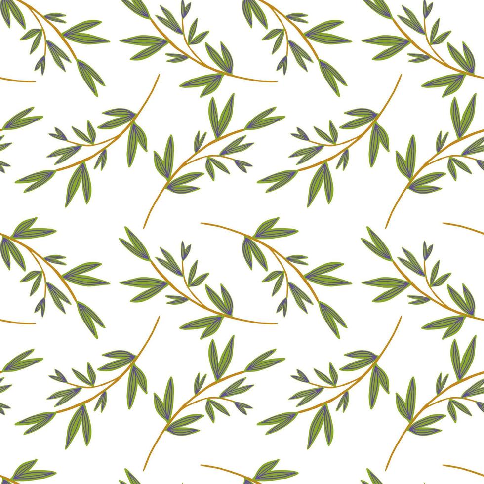 seamless mönster med grenar och löv. botaniska element bakgrund. blad prydnad. vektor