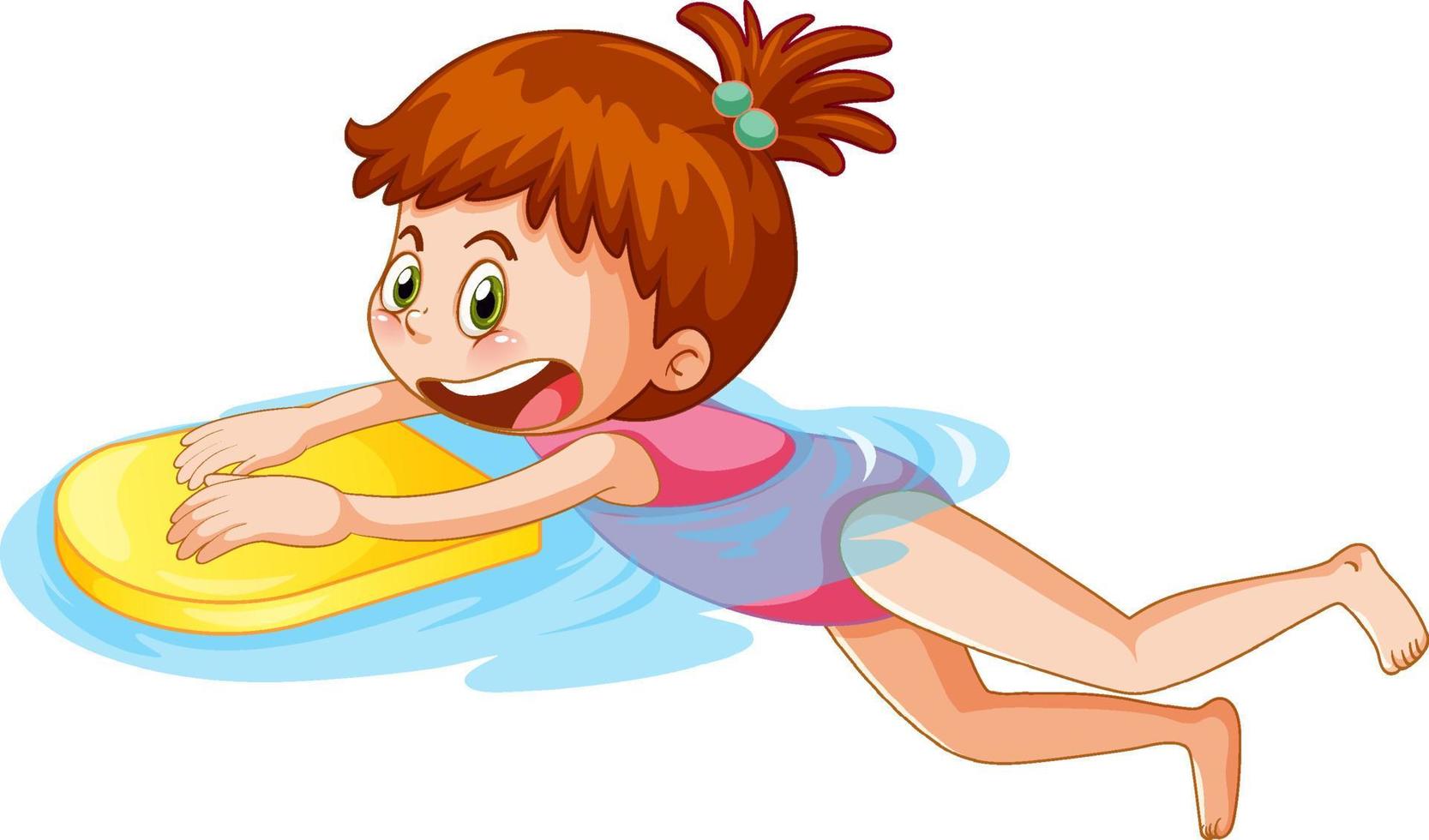 tecknad flicka träna simning vektor