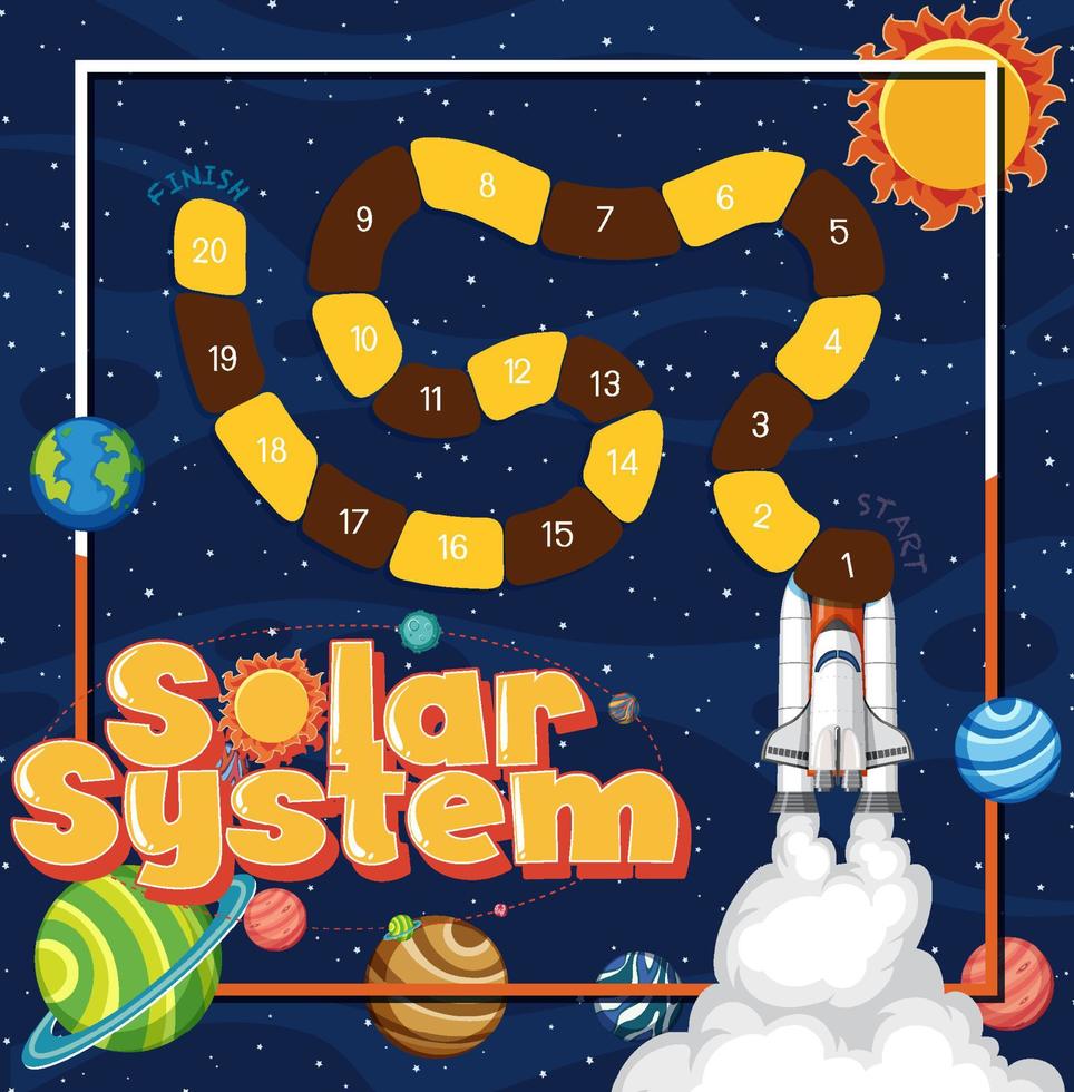 Spielvorlage mit Hintergrund zum Thema Weltraum vektor