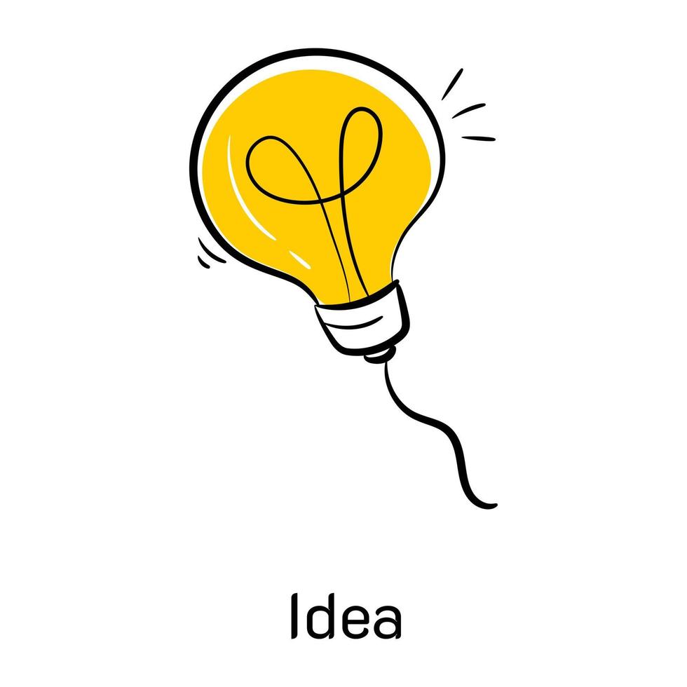 glühbirne bezeichnet das konzept der hand gezeichneten ikone der idee vektor