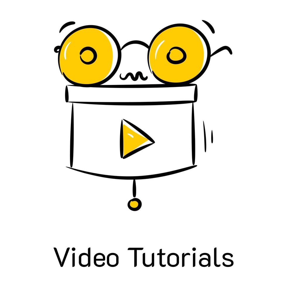 Einfach zu verwendendes Doodle-Symbol des Video-Tutorials vektor