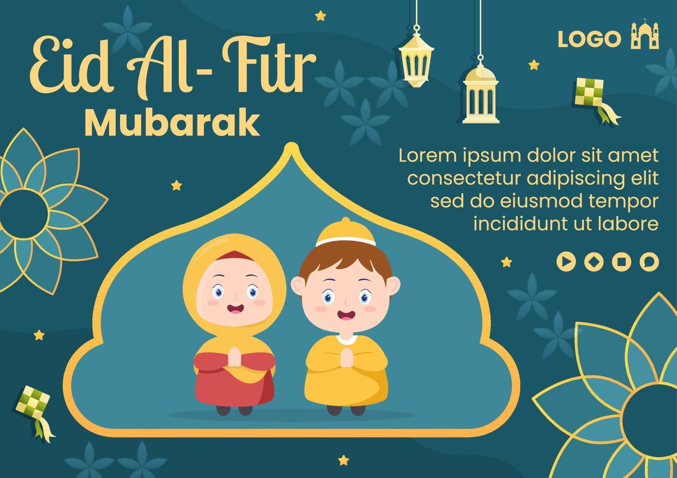 glad eid al-fitr mubarak broschyrmall platt designillustration redigerbar av kvadratisk bakgrund för sociala medier, affisch eller gratulationskort vektor