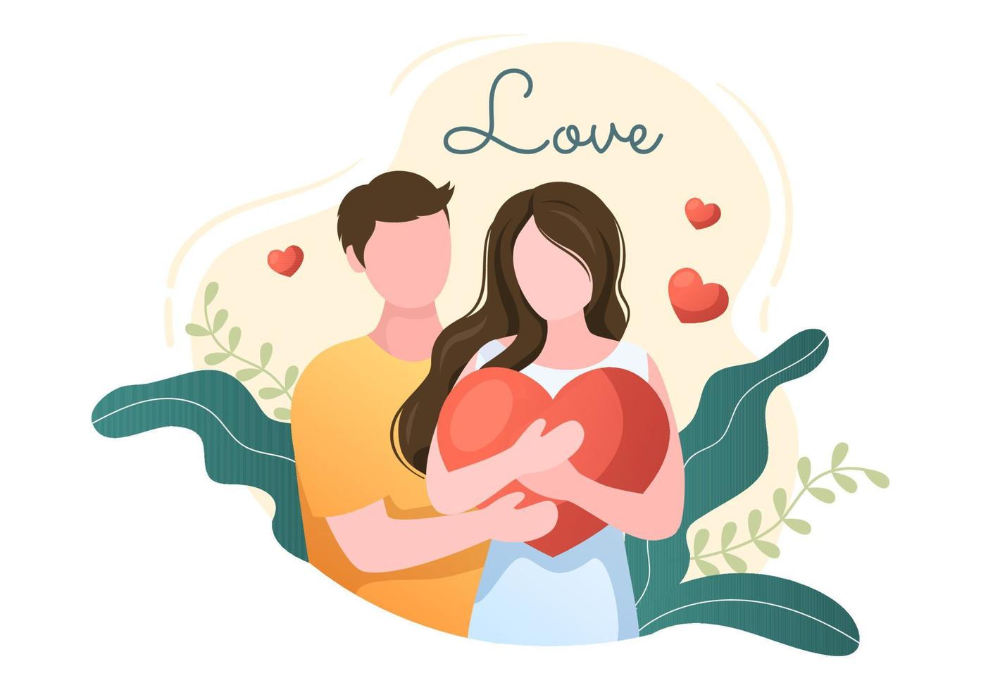 Liebeszeichen-Vektor-Cartoon-Hintergrundillustration zur Selbstpflege, zum Valentinstag oder zu sich selbst Symbol in verschiedenen Aktionen des Glücks für Poster vektor