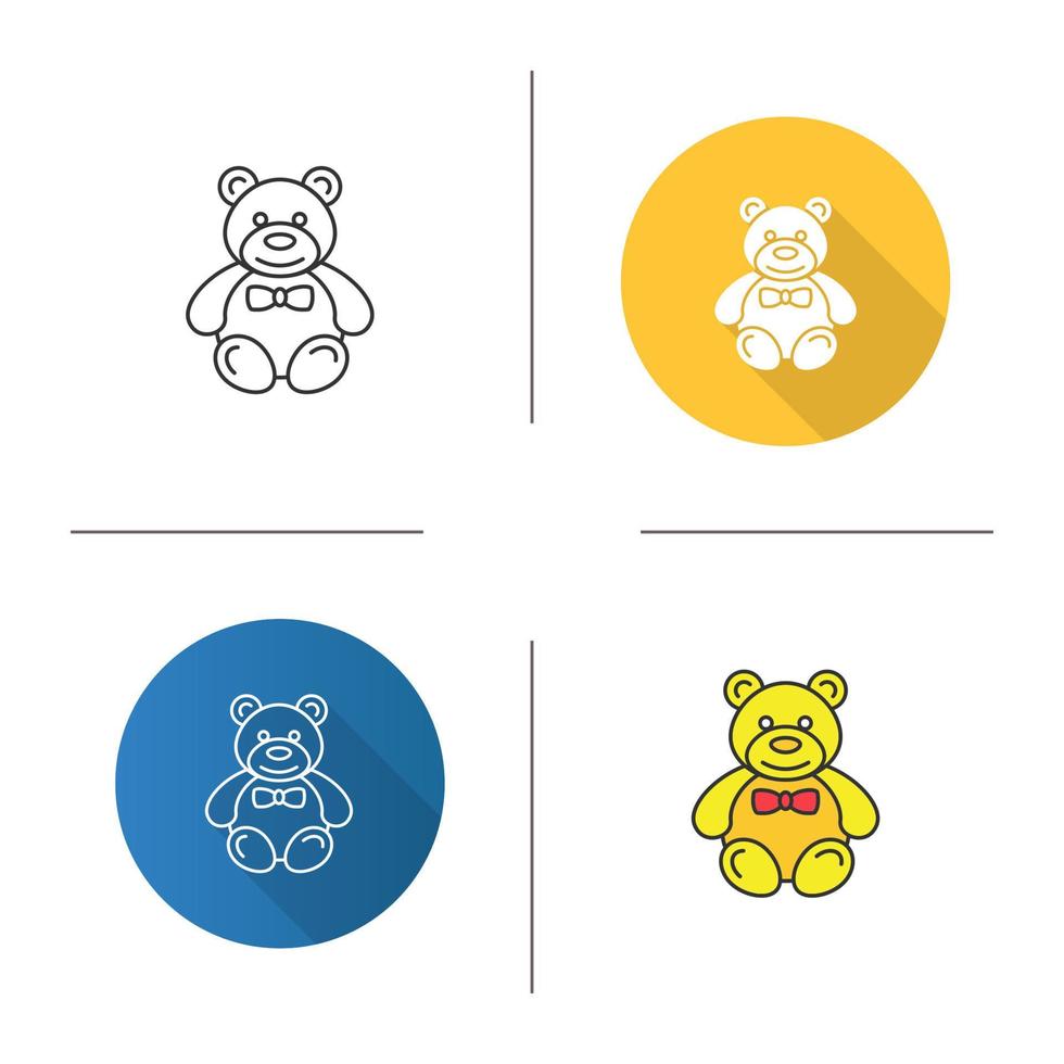 nallebjörn ikon. platt design, linjär och färgstilar. isolerade vektorillustrationer vektor
