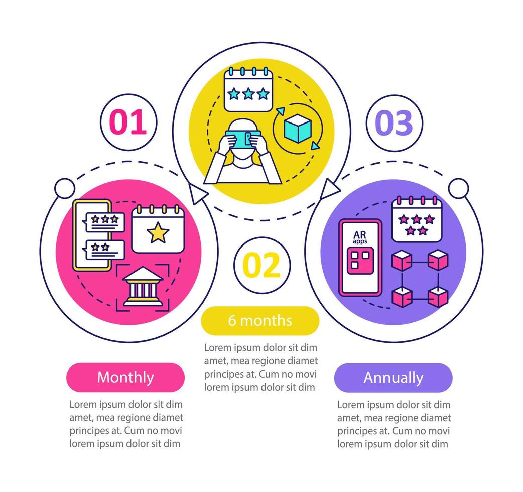 ar verktyg prenumeration vektor infographic mall. affärspresentation designelement. månadstaxa. datavisualisering, tresteg, option. process tidslinjediagram. arbetsflöde layout, ikoner