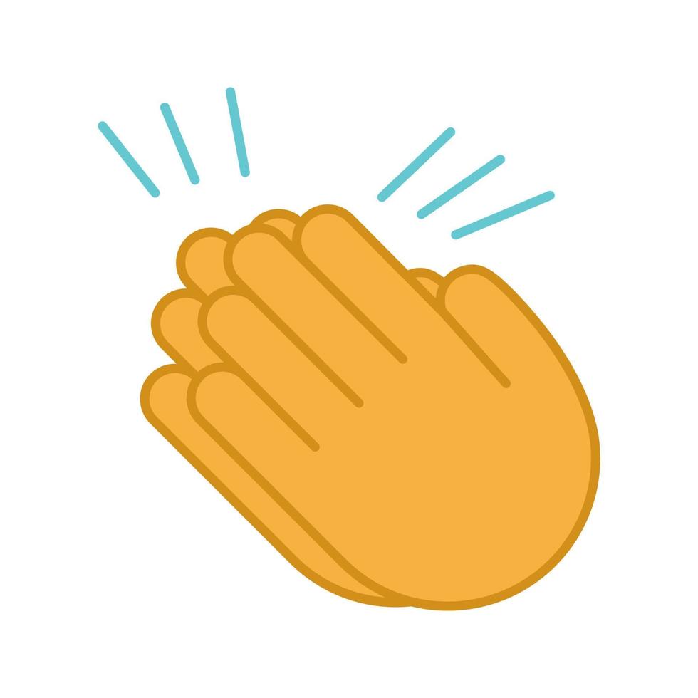 klappande händer emoji färgikon. applåd gest. grattis. isolerade vektor illustration