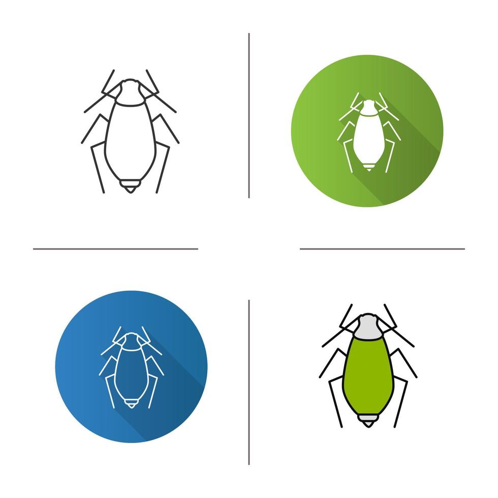 blattlaus icon.flat design, lineare und farbstile. Insektenpest. Pflanzenläuse. isolierte Vektorgrafiken vektor