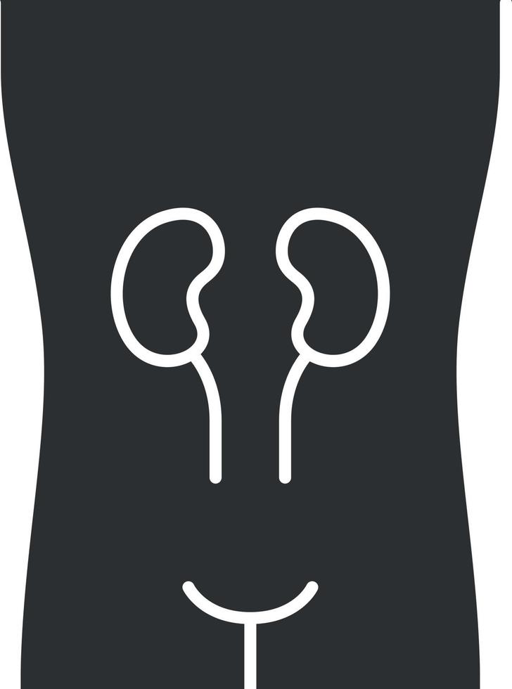 Glyphensymbol für gesunde Nieren. menschliches organ bei guter gesundheit. Menschen Wellness. inneres Körperteil in guter Form. gesundes Harnsystem. Silhouettensymbol. negativer Raum. vektor isolierte illustration